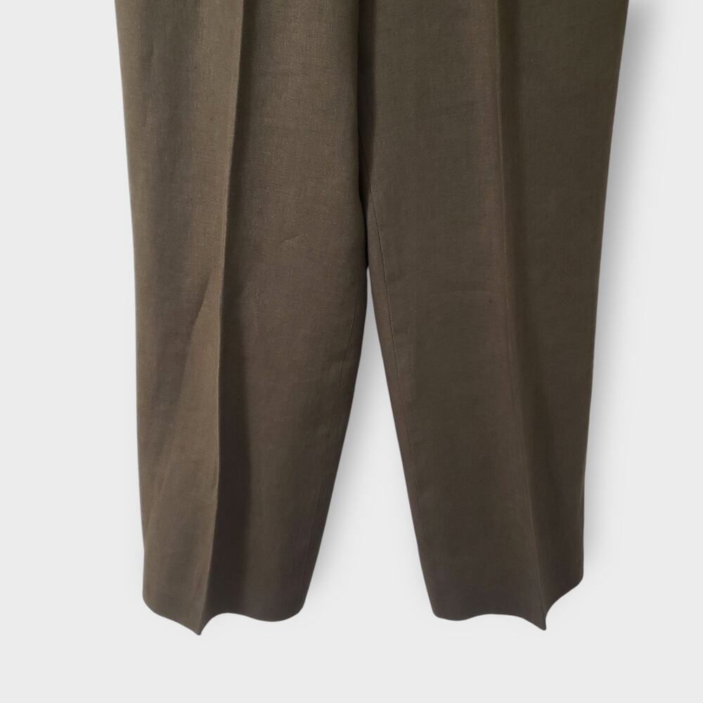 Talbots Petites Irish Linen Trouser Pants Green Sz 8P Straight Leg Career Work - Picture 3 of 10
